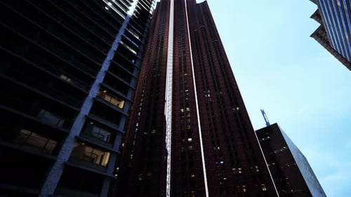 Light Streaks Ascend Modern Corporate Buildings Animation