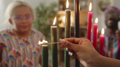 Candle Lighting Ceremony Observed by Child and Adult