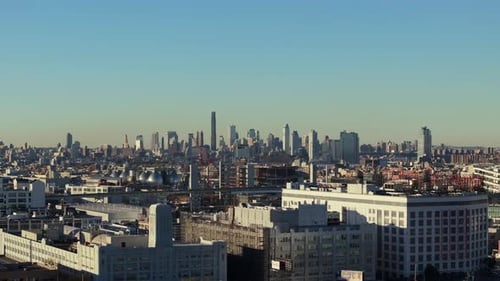 Aerial View Revealing Manhattan's Expansive Cityscape Highlighting Its Towering Skyscrapers From