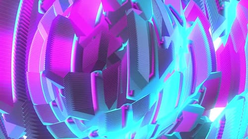 Abstract Geometric Sphere Rotating with Neon Colors Loop