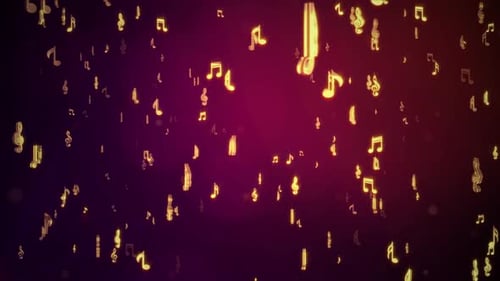 Floating Golden Musical Notes Abstract Background Animation