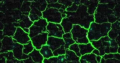 Animated Green Energy Cracks on Dark Abstract Background