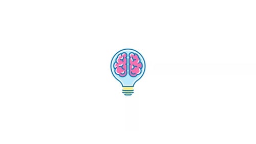 Animated Brain in Lightbulb Flat Design Icon
