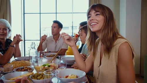 Family Enjoying a Meal Together at Home
