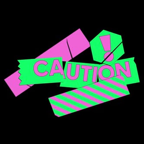Neon Geometric Caution Warning Text Animation