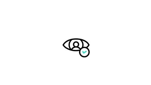 Animated Eye Icon with Checkmark in Flat Design