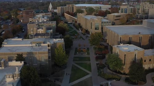 Aerial view of Victory Parkway buildings, United States.