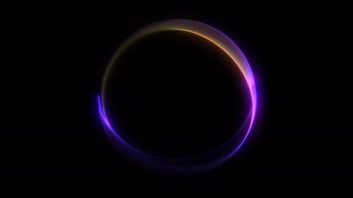 Looping minimal purple fractal sphere with neon gradients, smooth glowing edges and elegant fluid