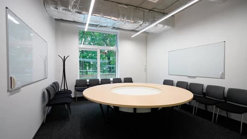 Empty Auditorium the Interior of an Meeting Room and Empty Workspaces Natural Lighting Background