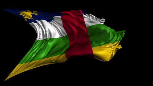 Central African Republic Flag Waving on Transparent Background