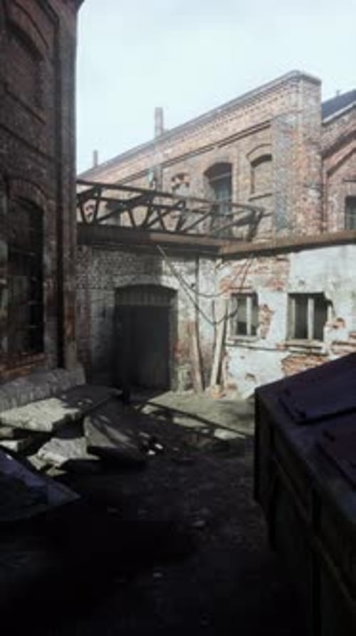 Brick Building With Open Door Vertical