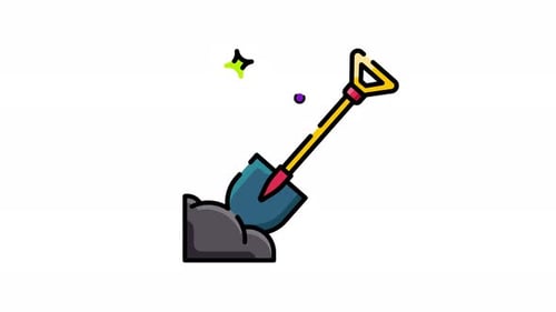 Animated Flat Design Shovel Digging Icon