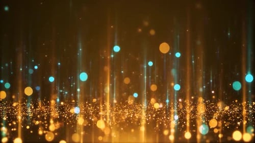 Luxury Golden Light Rain Particle Background with Sparkling Bokeh