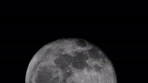 Full Moon Rise From Up The Night With Craters View In Sky Of Los Angeles