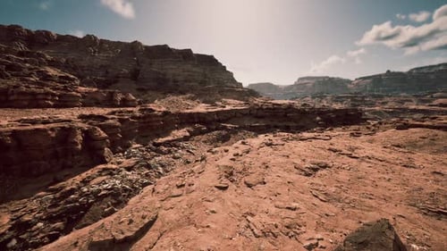 Expansive Alien Reddish Rock Formation Resembling Surface of Mars