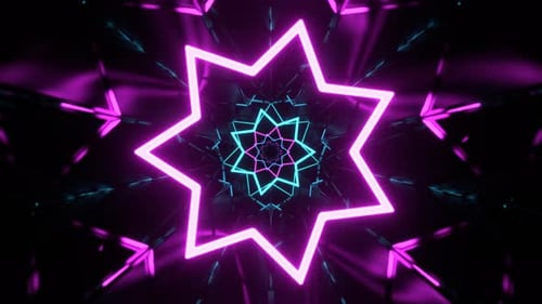 Cyan And Pink Fantastic Abstract Corridor With Neon Frames Background Vj Loop In 4K