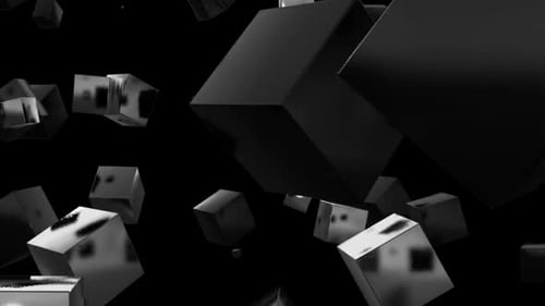 Geometric Black Cube Loop 3d Background Alpha