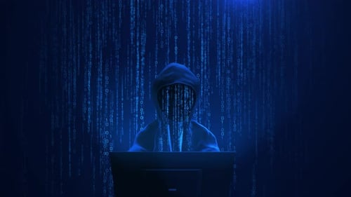 Cyber Crime A Hacker Using a Virus to Attack Software Cyber Attack on Computer Network Virus Spyware