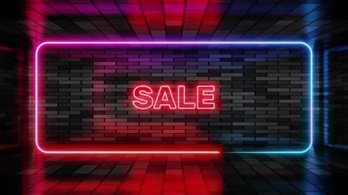 Animated Neon Sale Sign with Dynamic Frame and Text