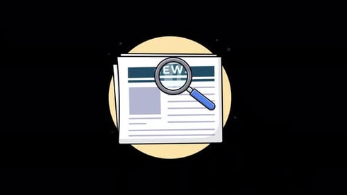 Animated Newspaper and Magnifying Glass Search Loop