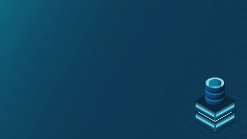 Isometrische Prozessor-Blockchainanimation. Futuristische holographische Oberfläche. Futuristisches Konzept