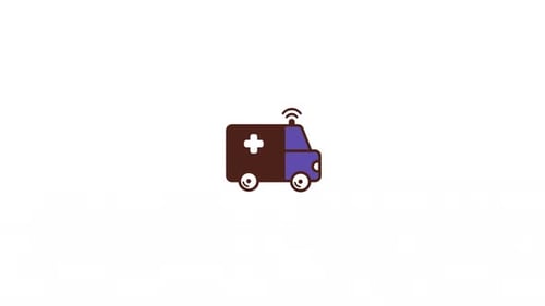 Flat Design Animated Ambulance Icon