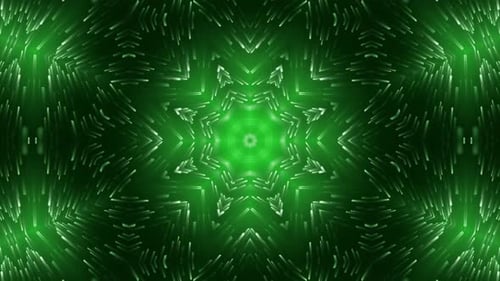 Glowing Green Abstract Kaleidoscopic Pattern Loop
