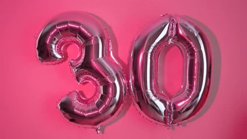 Silver Number 30 Balloons Changing Background Colour