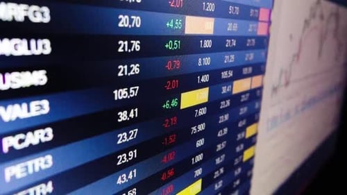 stock market screen, online stock broker trading, financial investment, quotes real time