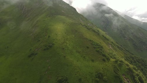Clouds Moving in High Mountain Weather Conditions in the Mountains