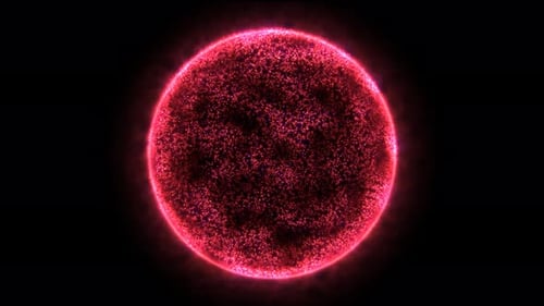 Abstrakte Energiekugel, rund, Planet, Stern, futuristisches kosmisches Rot, wunderschön glühende Magie auf Schwarz