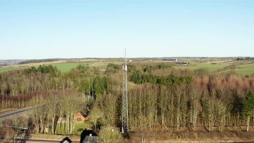 Telecommunication tower with 5G cellular network antenna