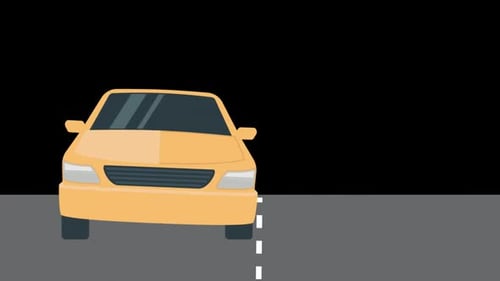 Yellow Car Driving at Highway Alpha Channel