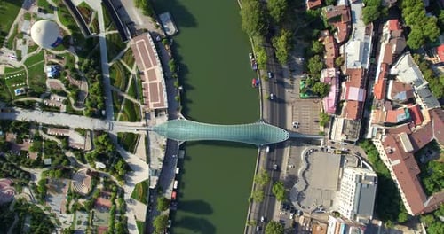 Flying Over the Kura River in Tbilisi Georgia
