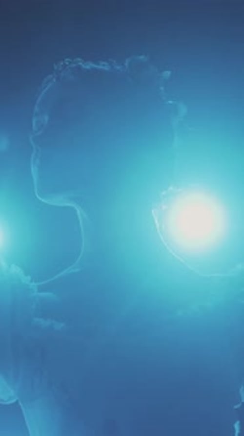 Woman in White Dress, Blue Light