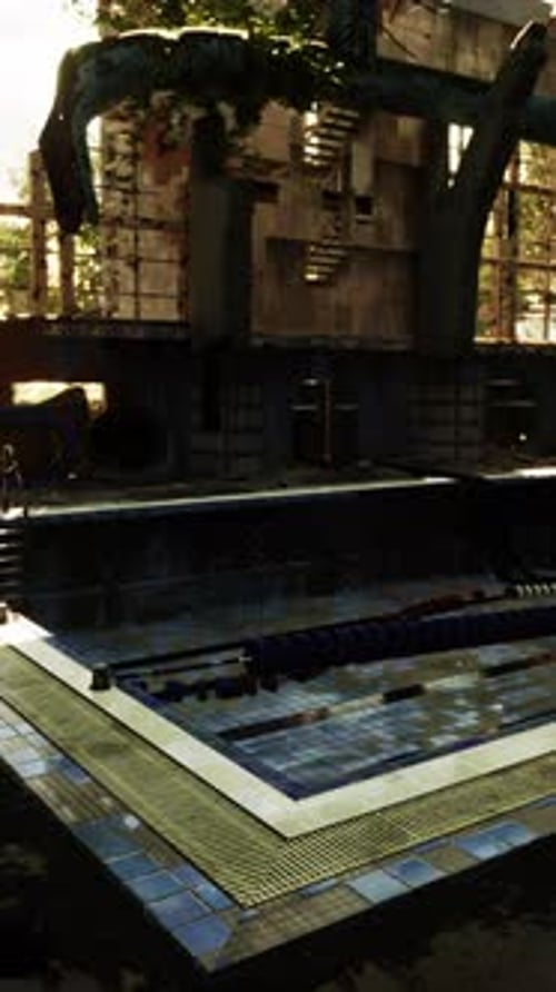 Abandoned Building With TreeGrown Swimming Pool