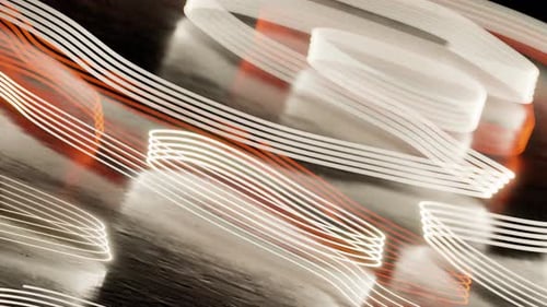 Multicolored Waving Lines Appearing Against Dark Background 3D Animation Loop