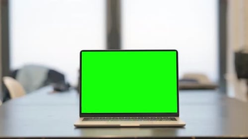 Laptop with Green Chroma Key Screen