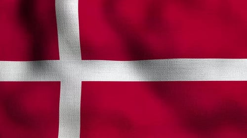 Realistic Waving Denmark Flag with Fabric Texture