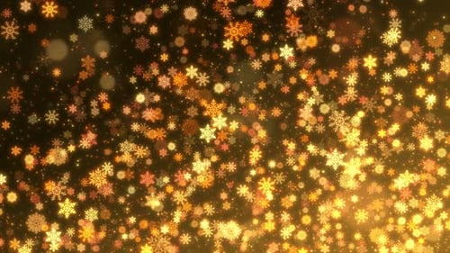 Golden Glitter Snowflakes Falling for Holiday Celebrations