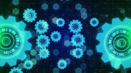 Futuristic Gear High Tech Animation Computer Data Technology Cyber Security Background