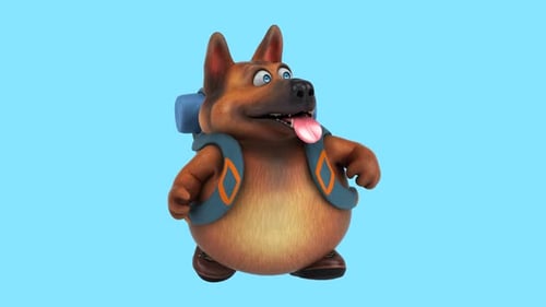 Fun 3D cartoon dog walking (with alpha channel)