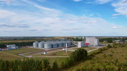 Grain Elevator at Modern Agro Processing Factory in Counrty Side