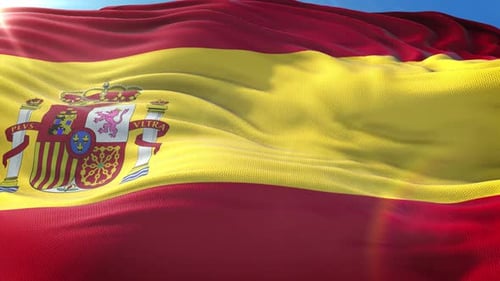 Waving Flag of Spain with Realistic Fabric Texture