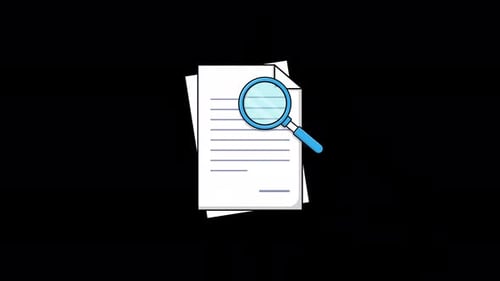 Animated Document Review with Magnifying Glass Icon