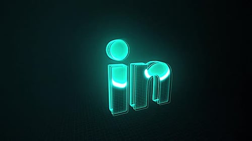 Digital LinkedIn Logo Reveal with Neon Glow Effect