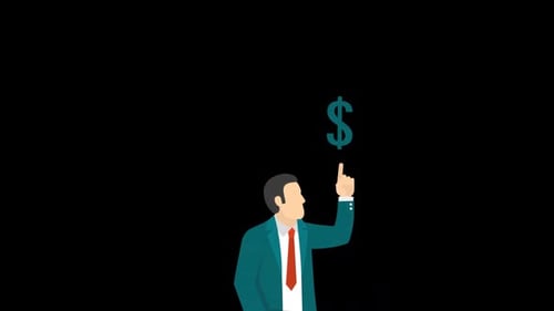 2D Man Character And Dollar Alpha Channel