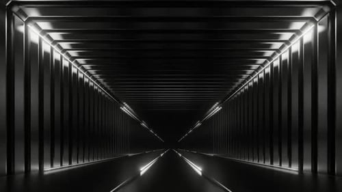 Futuristic Dark Tunnel with Illuminated Edges