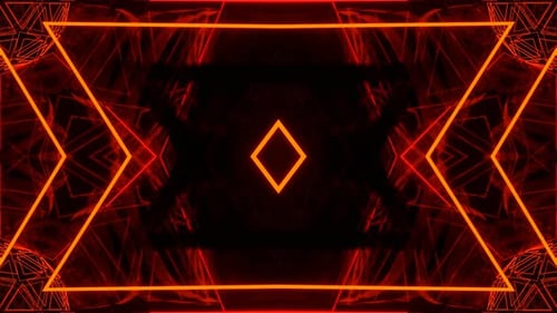 Red And Orange Triangles Rhombus And Stripes Neon Geometry Background Vj Loop In 4K