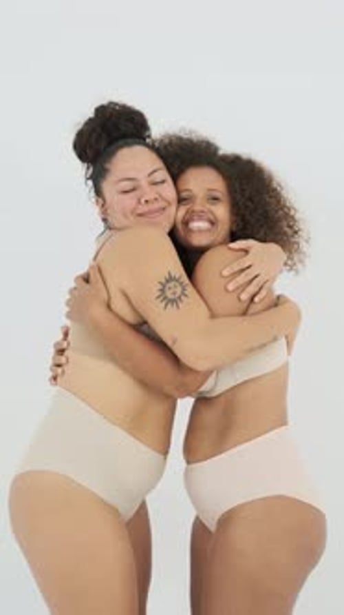 Women Embracing Positively in Studio Lingerie Fashion